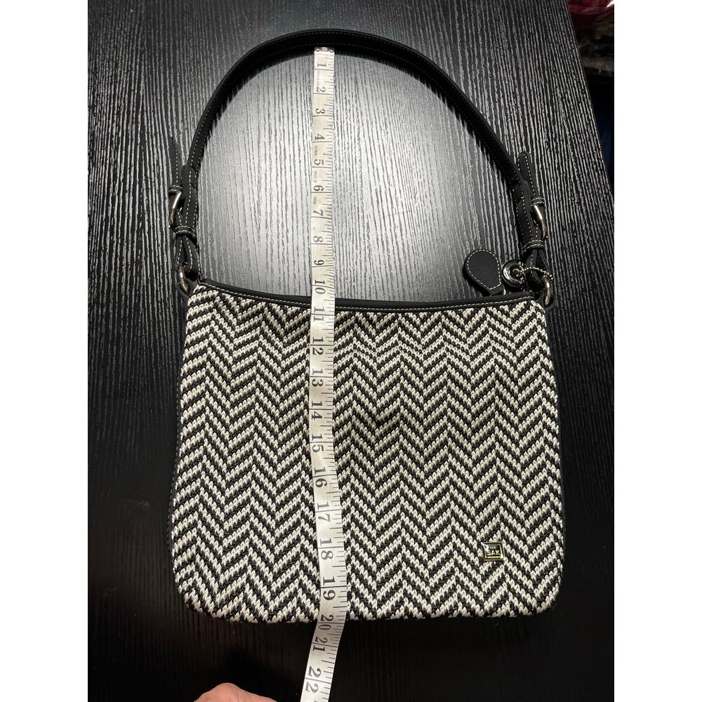 Classic Old Money Style Woven Black and White Herribone Purse by The Sak - Picture 5 of 9